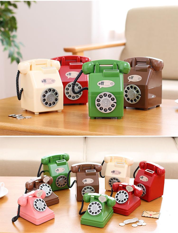 Amazon.co.jp: 貯金箱 公衆電話型 子供用 レトロデザイン 紙幣コイン